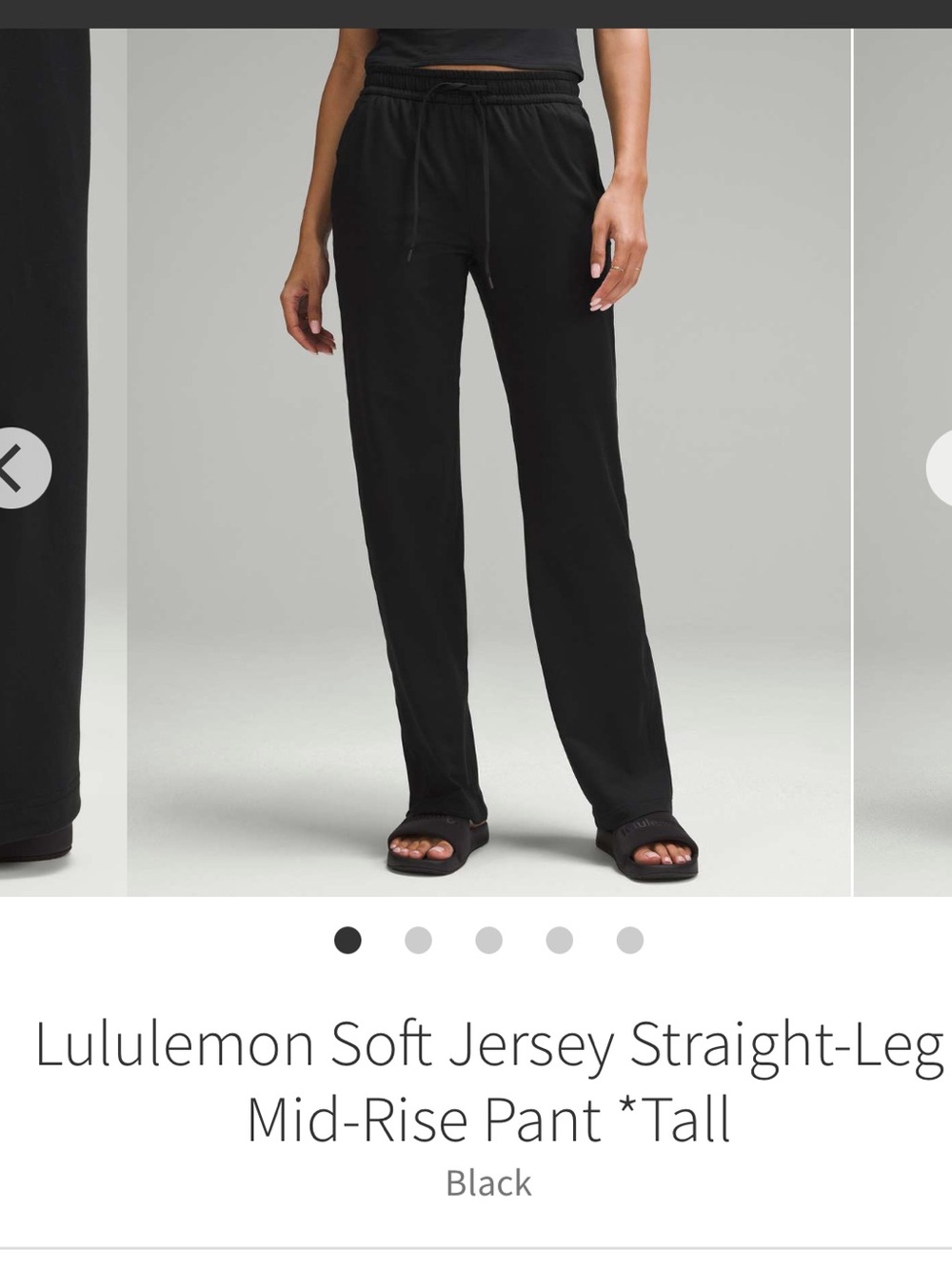 Lululemon Soft Jersey Straight-Leg Mid-Rise Pant *Tall
Black